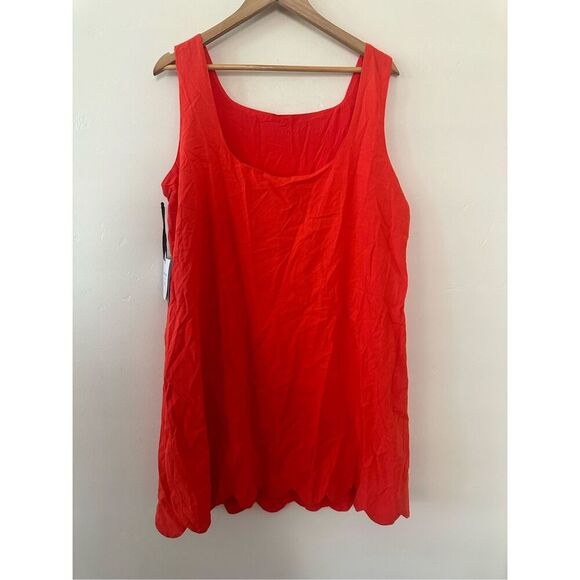 Kate Spade Red Orange Scalloped Hem Front Scoop Dress Size Large New - Picture 6 of 7